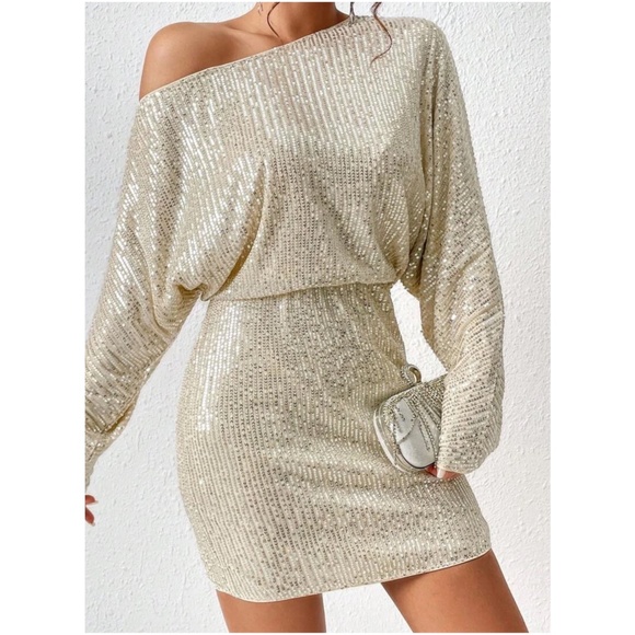 Sequin One Shoulder Evening Holiday Party Sexy Dress - Picture 1 of 13